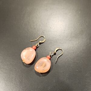 Gold-Tone Pink Glass Drop Earrings - Unbranded